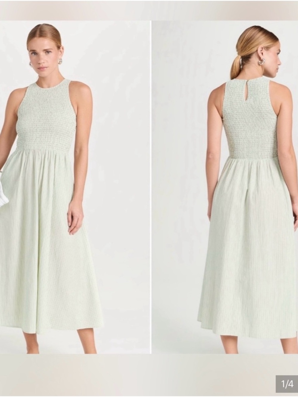 Madewell Sleeveless Smocked Bodice Midi Dress